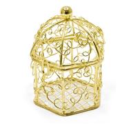 Mini cage à oiseaux en métal doré 5,5 x 4,5 cm pour mariage