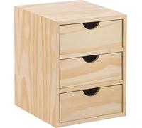 Mini-caisse de rangement en pin brut avec tiroirs