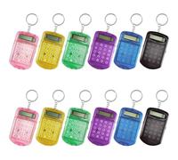 Mini Calculatrice, 12pcs Mini Calculator Keychain 6 Color Compact & Portable avec Couverture de Bouton pour Les Enfants, étudiants à l'école