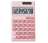 Mini calculatrice solaire de poche à piles - Calculatrice de bureau et d'école à 8 chiffres | Fonction standard simple et petite - Rose