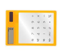 Mini Calculatrice Tactile Transparente à 8 Chiffres pour Étudiants | Interface Tactile Transparente, Arrêt Automatique, Plastique Orange, Usage École et Saisie sur Cahiers