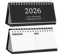 Mini calendrier 2025 2026 - Petit calendrier de table - Juillet 2025 à décembre 2026 - Mini calendrier de bureau - Petit planificateur familial - Noir