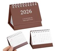 Mini calendrier 2025 2026 - Petit calendrier de table - Septembre 2025 à décembre 2026 - Mini calendrier de bureau - Petit planificateur familial - Café