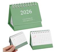 Mini calendrier 2025 2026 - Petit calendrier de table - Septembre 2025 à décembre 2026 - Mini calendrier de bureau - Petit planificateur familial - Vert