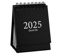 Mini calendrier de bureau 2025 à rabat sur pied pour planifier l'organisation du planificateur quotidien, convient pour la maison, l'école, le bureau, la décoration de table (noir)
