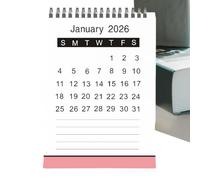 Mini calendrier de bureau 2026 - Calendrier pour la période de janvier 2026 à juin 2027, calendrier annuel - Pour amis, étudiants, maison, intérieur, école, bureau et bureau