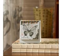 Mini calendrier de bureau 2026 de style chinois ancien, peinture à l'encre lavée, petit calendrier de poche, pour la maison, le bureau (style 2)