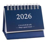 Mini calendrier de bureau 2026 - Petit planificateur en papier avec emploi du temps et mémo, joli organisateur de bureau pour bureau, dortoir, cadeaux - 7,6 x 6,6 x 9,4 cm, design créatif simple (bleu