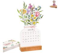 Mini calendrier de bureau 2026, petits calendriers de bureau floraux 2026, fleurs mensuelles, calendrier à feuilleter, pour la décoration intérieure et les accessoires de bureau (1pcs)