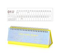 Mini calendrier de bureau 2026, planificateur quotidien simple à rabat pour bureau, maison, petit calendrier de bureau, décoration de table créative mignonne (bleu)