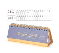 Mini calendrier de bureau 2026, planificateur quotidien simple à rabat pour bureau, maison, petit calendrier de bureau, décoration de table créative mignonne (jaune)