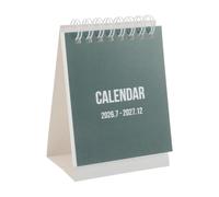 Mini Calendrier de Bureau 2027 Vert, Almanach Debout en Papier | Format Compact pour Petits Bureaux, Reliure Spirale, Coins Arrondis, Style Nordique, Usage Quotidien