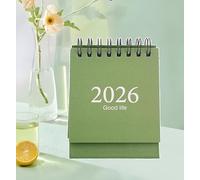 Mini calendrier de bureau, petit calendrier 2026-2027 - Formulaire janvier 2026 à juin 2027 - Calendriers de bureau à rabat pour bureau à domicile (vert, 13,5 x 7,6 cm)