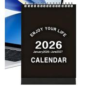 Mini calendrier de bureau - Planificateur mensuel janvier 2026-2027, calendrier familial compact portable, mise en page, suivi facile de la date, design peu encombrant, parfait pour l'organisation à