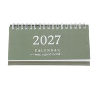Mini Calendrier de Table 2027 à Spirale, Papier Métal Vert | Format Long et Profil Fin, Lecture Rapide des Rendez-vous, pour Bureau à Domicile et Apprentissage
