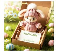 Mini câlin de Lapin Fait à la Main, Cadeau de Pâques Mignon avec Carte, Lapin en Peluche Douce, Mini câlins de Lapin dans Une boîte, Panier de Pâques for la fête des mères, la Saint-Valentin(Pink)