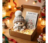 Mini câlin de lapin mignon cadeau de Pâques, peluche douce, mini câlins de lapin dans une boîte avec carte, soutien émotionnel, panier de Pâques en crochet pour femme et homme pour la fête des mères
