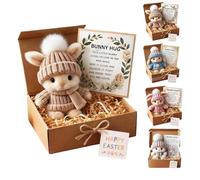 Mini câlin de Lapin Mignon de Pâques, câlins de Lapin Faits à la Main dans Une boîte, Mini Jouet de Lapin de Poche Doux avec Carte inspirante pour Les Amis, la Famille, la Saint-Valentin Khaki