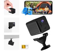 Mini Camera 4G avec Carte SIM, Mini Camera de Surveillance sans Internet, 5200mAh Batterie, 1080P HD Portable, Angle Vision 160°