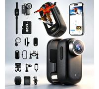 Mini caméra Action 4K 150° étanche 30m Carte 64GB | Stabilisation EIS, écran 1,47", 1000mAh, 180 min, WiFi App, aimant, 53g, 256GB