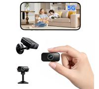 Mini caméra, caméra de surveillance intérieure 4K, Wi-Fi, 2,4/5G, noir | Caméra de surveillance intérieure, batterie intérieure, vision nocturne, détection de mouvement intelligente