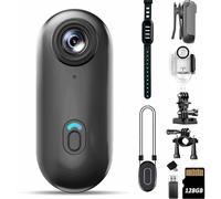 Mini caméra corporelle 4K 128 Go - Caméra d'action avec audio et vidéo - Caméra portable étanche, mains libres, enregistrement - POV