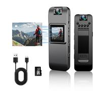 Mini caméra corporelle, HD 1080p portable, petite caméra de poche avec carte SD de 32 Go, vision nocturne, écran de 1,3", objectif rotatif à 180°, enregistreur vidéo portable pour application de la