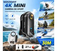 Mini caméra d'action 1080P/4K de poche magnétique POV pour vlog, enregistreur corporel, caméra de poitrine, sans fil WiFi, étanche, pour casque, vélo, sports 4K-Black