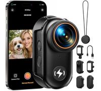 Mini caméra d'action 4K, format pouce, grand angle 150°, Wi-Fi, 64 Go | 4K/2,5K/1080p, grand angle 150°, écran 1,47", support magnétique, 44 g, application Wi-Fi, non étanche, caméra corporelle