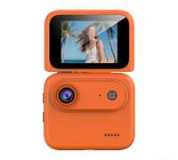 Mini caméra d'action 4K pour motos avec stabilisation d'image - Caméra corporelle compacte portable pour vlogging et aventures en plein air (orange)