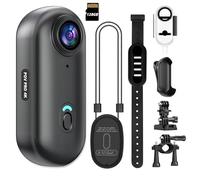 Mini caméra d'action Wifi 4K 128 Go POV portable avec caméra sous-marine IPX7 étanche, support pour casque, DV sport magnétique pour vélo, animaux domestiques, vlogging (noir)