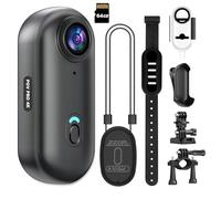 Mini caméra d'action WiFi 4K 64 Go PoV portable avec caméscope sous-marin étanche IPX7, support de casque, DV de sport magnétique pour vélo, animal de compagnie, vlogging (noir)