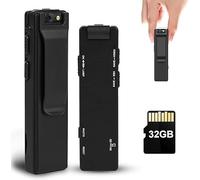 Mini caméra de corps avec enregistrement audio et vidéo, caméra de police 1080p, caméra de corps portable, petite et portable, avec clip de transport avec carte 32G, vision nocturne, enregistrement