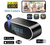 Mini Caméra de permission à Domicile Full HD 1080P,Réveil,Sans Fil,Wifi,Contrôle IR,Vision Nocturne,DVR,Caméscope,Moniteur Vidéo -Alarm Clock Camera-With 8G Card