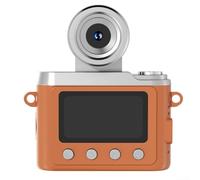 Mini caméra de pouce rétro à objectif rabattable pour enregistrement vidéo HD, sans miroir, compact et portable pour photographie vlogging (marron)