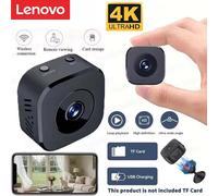 Mini caméra de sécurité Lenovo 4K sans fil 2.4G WiFi, surveillance, protection, vision nocturne à distance, surveillance intelligente pour la maison Black-No Card