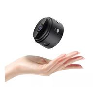 Mini caméra de sécurité sans fil HD 1080p pour intérieur et extérieur avec WiFi, support magnétique, noir