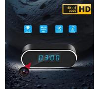 Mini caméra de vision nocturne HD4K améliorée haut de gamme, prise en charge de la détection mobile, visualisation à distance sans fil, mini caméra d'horloge WiFi Add 18650 battery