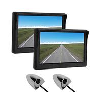 Mini Caméra de Vue Latérale pour Voiture, Caméra de Vue Latérale de Porte de Voiture avec écran LCD TFT 5 Pouces pour Remorque de Bus de Camion de Camping-car, DC12V 24V, étanche