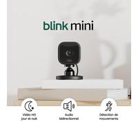 Mini Caméra d'intérieur connectée compacte à brancher Vidéo HD 1080p, vision nocturne, détection de mouvements, audio bidirectionnel, config. facile, fonctionne avec Alexa 2 caméras, Noir