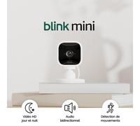 Mini Caméra d'intérieur connectée compacte à brancher Vidéo HD 1080p, vision nocturne, détection de mouvements, audio bidirectionnel, config. facile, fonctionne avec Alexa 2 caméras, Blanc