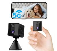 Mini Caméra Espion Sans Fil, 4K Caméra WiFi Intérieur 5G & 2.4GHz, Détection de Mouvement, Vision Nocturne, Batterie 2000 mAh Ultra Longue Autonomie, Stockage Cloud Gratuit, Carte SD, Idéale pour Ma