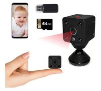 Mini Camera Espion WiFi Carte 64 GB Incluse Caméra De Surveillance sans Fil Spy Cam avec Détection De Mouvement Et Vision Nocturne M