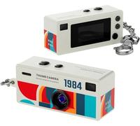 Mini Camera Keychain, Mini Digital Camera, Retro Portable Thumb Camera, 1080P 130° Wide Angle Pocket Video Camcorder, for Travel Vlog Recording (Blanc)