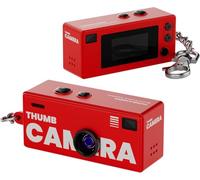 Mini Camera Keychain, Mini Digital Camera, Retro Portable Thumb Camera, 1080P 130° Wide Angle Pocket Video Camcorder, for Travel Vlog Recording (Rouge)