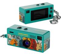 Mini Camera Keychain, Mini Digital Camera, Retro Portable Thumb Camera, 1080P 130° Wide Angle Pocket Video Camcorder, for Travel Vlog Recording (Cyan)