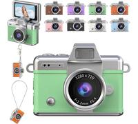 Mini caméra numérique avec écran LCD de 1,47", écran pivotant à 180, lumière d'appoint et filtres - Caméra porte-clés portable pour vlogs