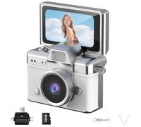 Mini Caméra Numérique avec écran LCD De 1,47 Pouce, Caméra Ccd Rétro 1080p, Objectif Rabattable, Caméscope Numérique for Enfants, Débutants, Voyages, Fêtes Et Vlogs, Enregistreur Vidéo(White)