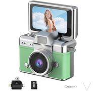 Mini Caméra Numérique avec écran LCD De 1,47 Pouce, Caméra Ccd Rétro 1080p, Objectif Rabattable, Caméscope Numérique for Enfants, Débutants, Voyages, Fêtes Et Vlogs, Enregistreur Vidéo(Green)