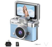 Mini Caméra Numérique avec écran LCD De 1,47 Pouce, Caméra Ccd Rétro 1080p, Objectif Rabattable, Caméscope Numérique for Enfants, Débutants, Voyages, Fêtes Et Vlogs, Enregistreur Vidéo(Blue)